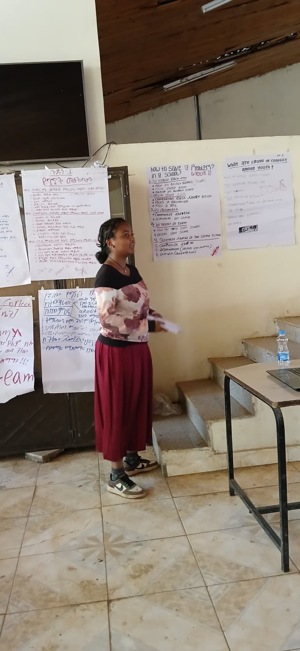 Training session with youth in a classroom